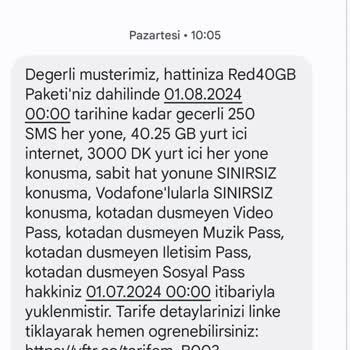 Vodafone Fatura Taahhüt Ücretlendirmesi