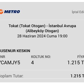 Metro Turizm Para İademi Etmedi