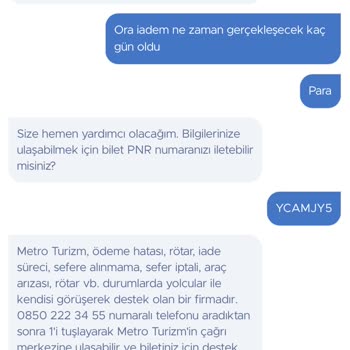 Metro Turizm Para İademi Etmedi