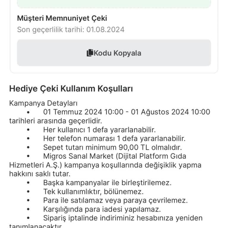Migros Sanal Market Mağduriyeti