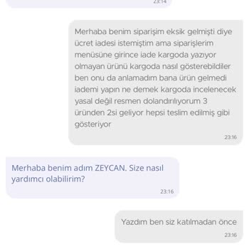 N11 Mavi Eksik Ürün
