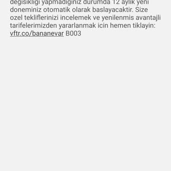 Vodafone Tarife Değişikliği Yapıldı