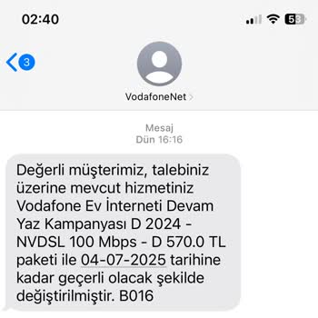 Vodafone Net Rızam Olmadan Ev İnternetimi Bir Yıl Daha Uzatmış