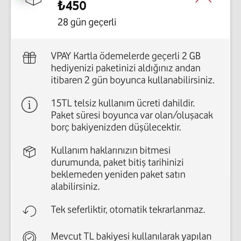 Vodafone Pay Vpay İle 2 GB Vermemesi