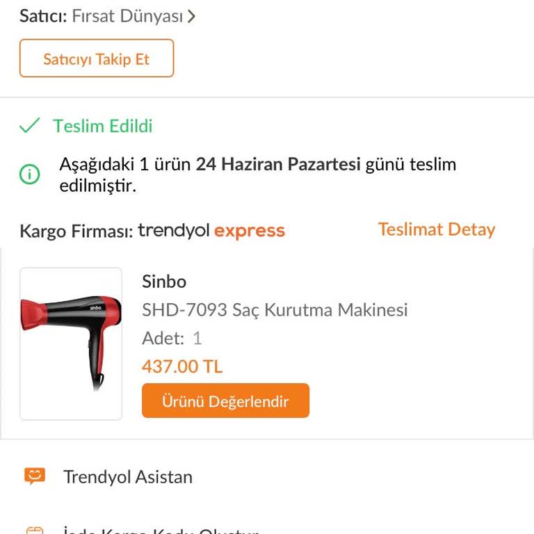 Trendyol / Sinbo Shd 7093 Saç Kurutma Makinesi 1 Haftada Bozuldu!