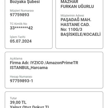 İyzico Amazon Prime Bankamdan Para Çekti