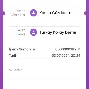 Kassa Transfer Hesabıma Geçmedi