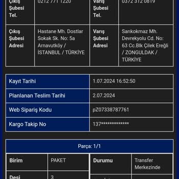 Sürat Kargom Gelmiyor