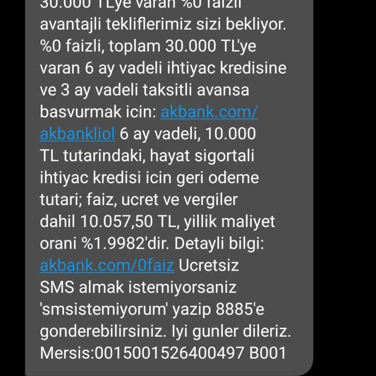 Akbank %0 Faizli Taksitli Nakit Avansı Kullanamıyorum