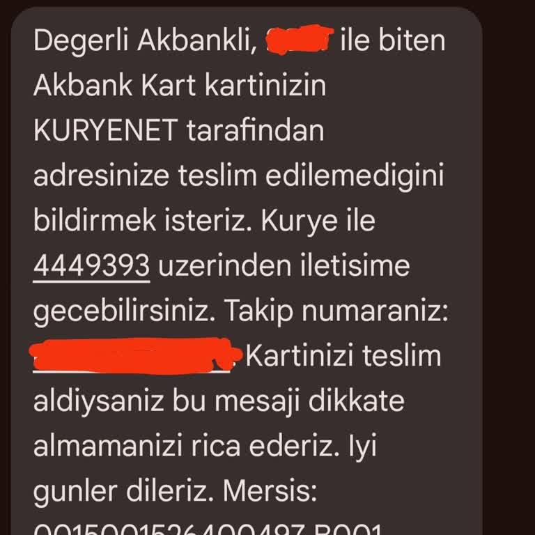 Akbank Başvurduğum Kartım Kuryenet Tarafından Mağdurum