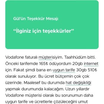 Vodafone Tarife Değişikliği Sorunu