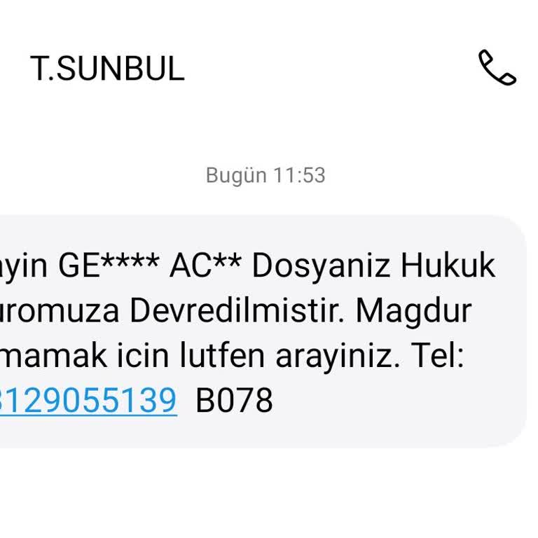 T.SUNBUL HUKUK (SMS) T. S***** Hukuk Bürosu