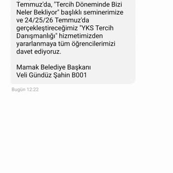 Mamak Belediyesi'nden Gelen Gereksiz SMS'ler