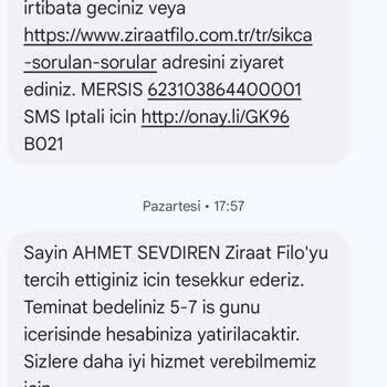 Ziraat Filo Araç Kiralaması Sorunu