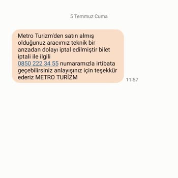 Metro Turizm Ülkeyi Terket Biletimi İptal Etme