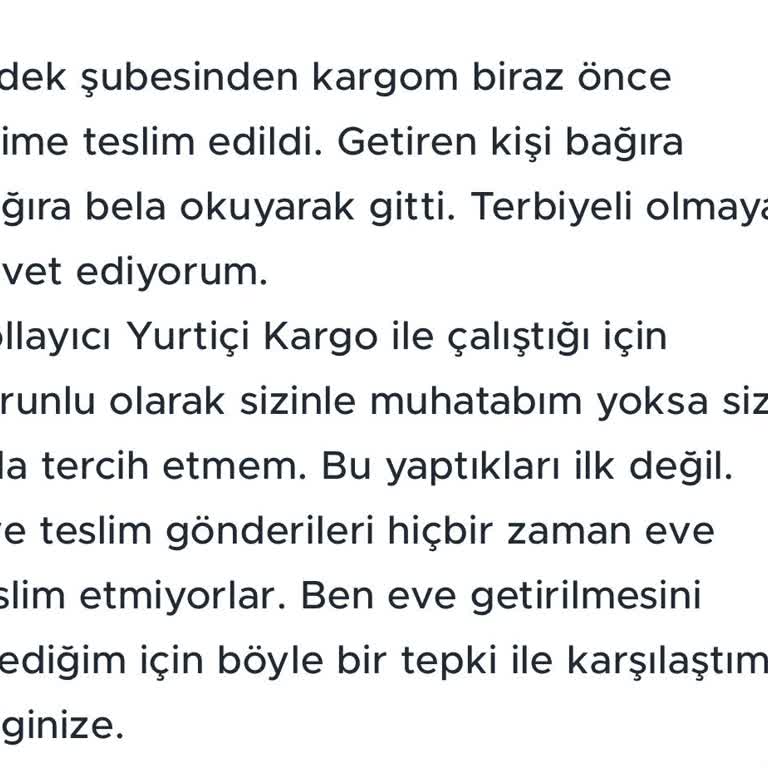 Yurtiçi Kargo Teslimatta Bela Okunması