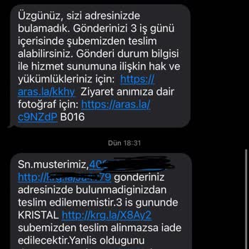 Aras Kargo Yanlış Bilgilendirme Mağduriyeti