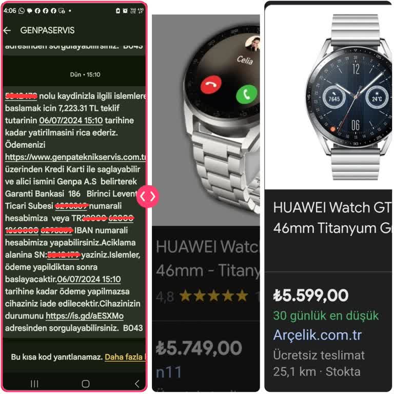 Genpa Huawei Akıllı Saat Sıfırından Daha Pahalı Tamir.