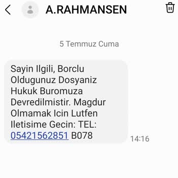 A.RAHMANSEN (SMS) Av. Rahmansen SMS Şikayet