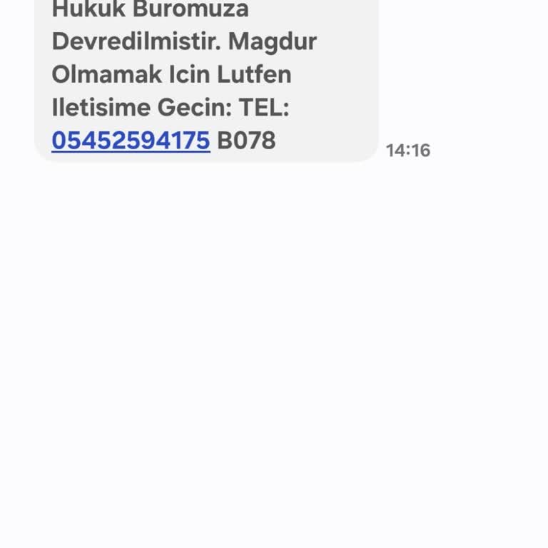 A.RAHMANSEN (SMS) Sayın İlgili, Borçlu Olduğunuz Dosyanız Hukuk Büromuza Devredilmiştir.