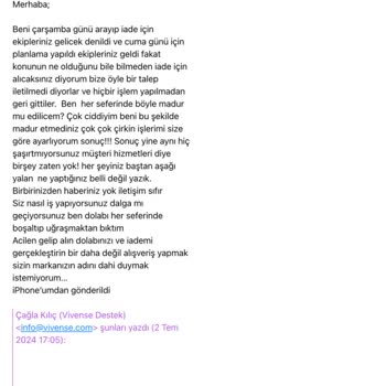 Vivense Ürünlerinin Arkasında Durmuyor