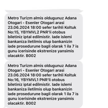 Metro Turizm Para İadesi Yapmıyor