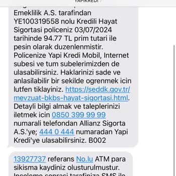 Yapı Kredi Bankası ATM Para Sıkışması Mağduriyeti