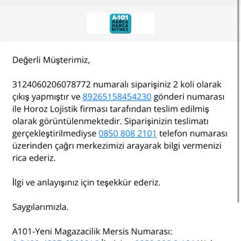 A101 Online Eksik Ürün Ve İlgisizlik