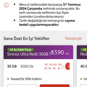 Vodafone Tarife Tutarlarının Yüksekliği