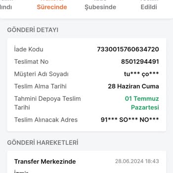 Trendyol'un Verilen Tarihte İade Kargoyu Teslim Etmemesi