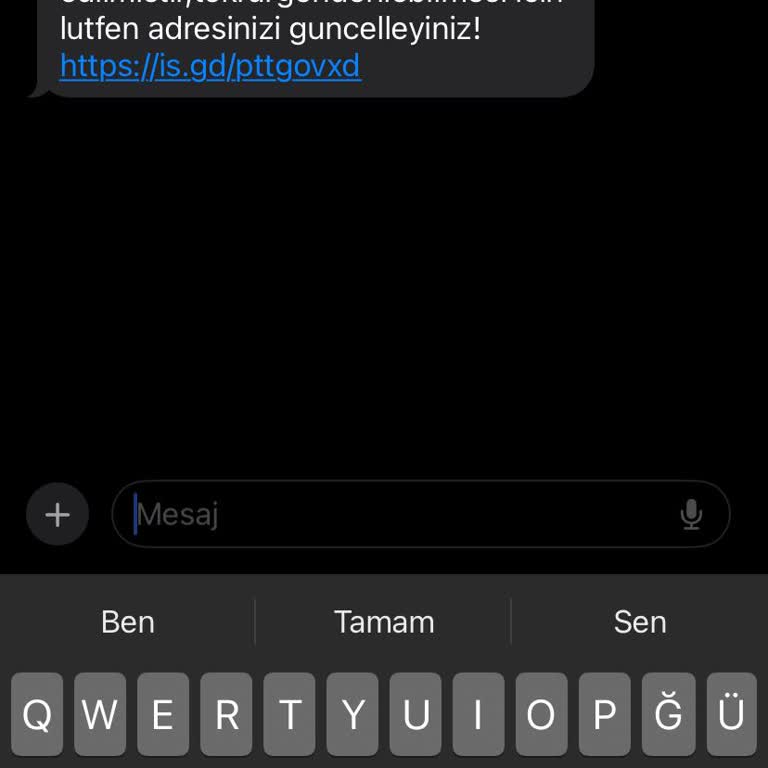 kargo adı altında  Gelen Sahte Mesajlar