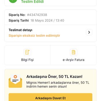Pınar Et ve Süt Migros Hemen'den Aldığım Süt Şişti, Geri Dönüş Bekliyorum
