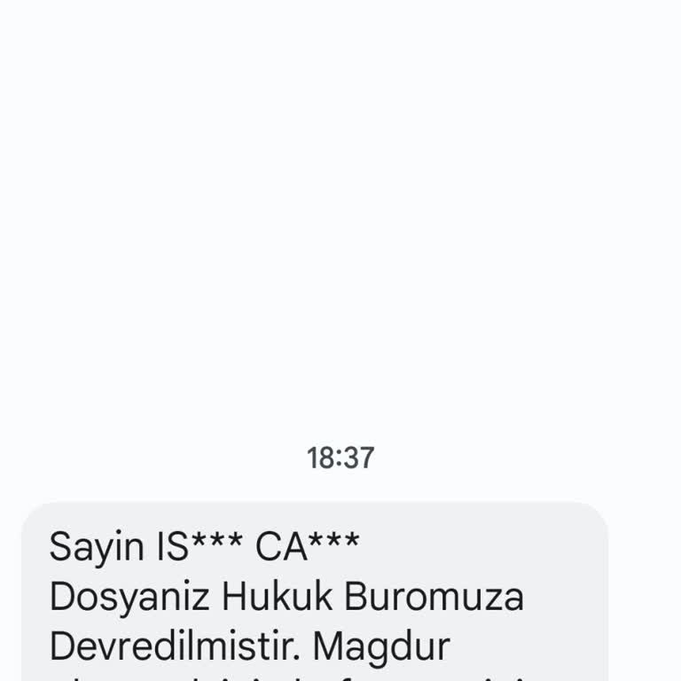 T.SUNBUL HUKUK (SMS) T. S***** Hukuk Adına Gelen Mesaj