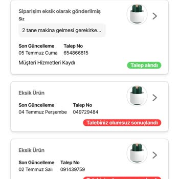 Hepsiburada Teif Eksik Ürün Yolladı
