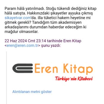 Eren.com.tr Ne Ürün Yolluyor Ne Para İadesi Yapıyor! Utanç Verici.