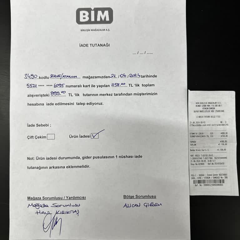 BİM Ücret İadesi Problemi