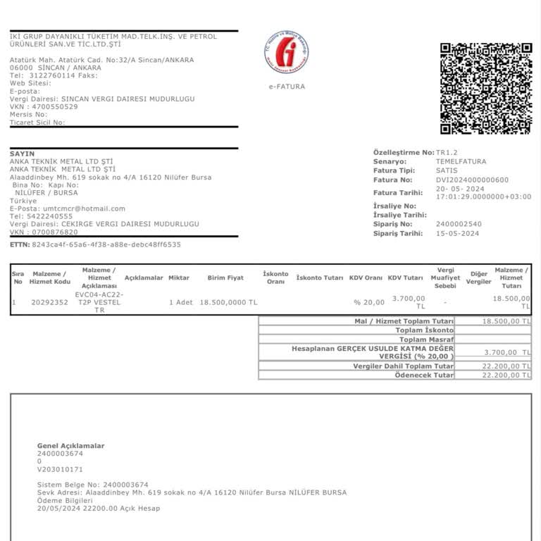 Vestel Araç Şarj Cihazı