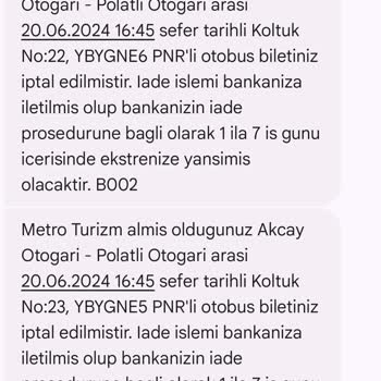Obilet Ve Metro Turizm İade Ücreti Yatırmıyorlar