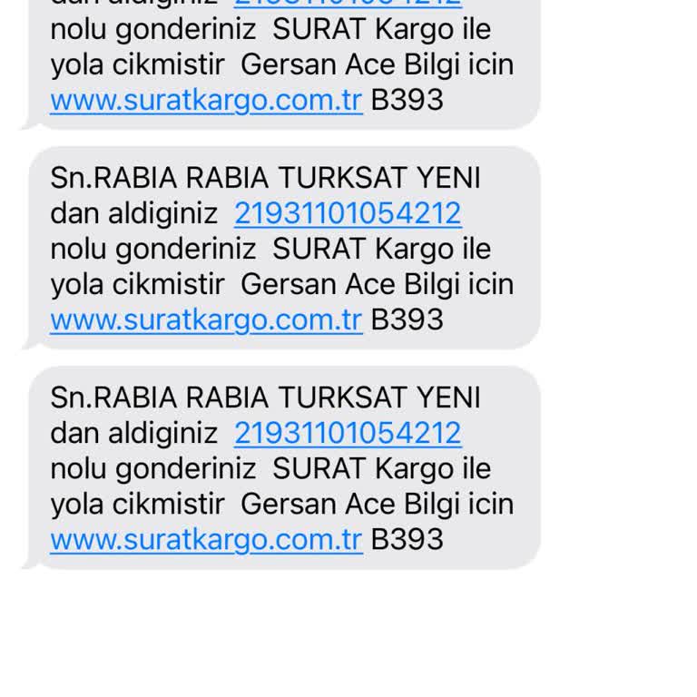Sürat Kargo Netpazkrg Kargo Mesajı