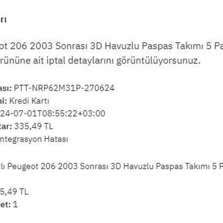 PTT Bank Epttavm İptal Edilen Siparişin Bedelini Hesaba İade Etmiyor.