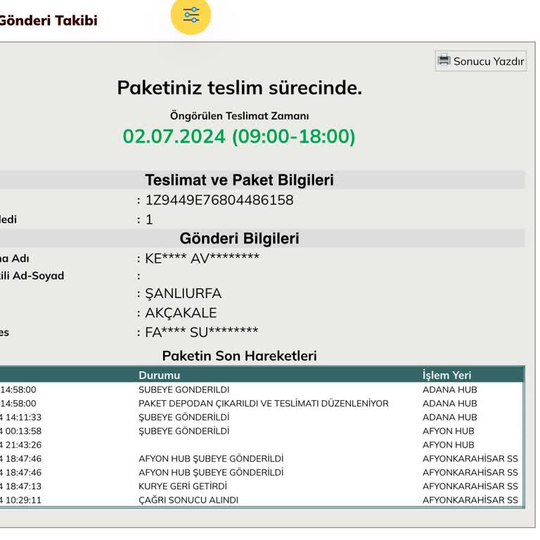 UPS Türkiye Aldığım Ürün Ne Zaman Gelecek
