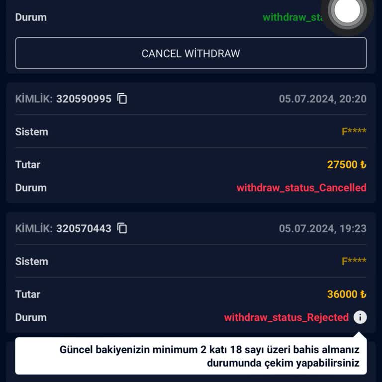 Enzabet Çekim Taleplerinin Sürekli İptal Edilmesi!