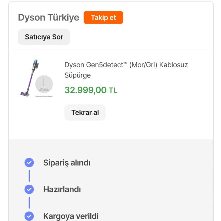 Dyson Ayak Standı Hediyesini Göndermedi.