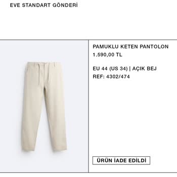 Zara Ücret İadesi Yapmadı