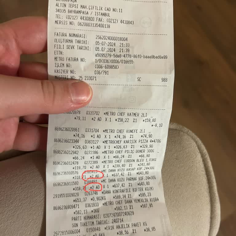 Metro Grossmarket Bayrampaşa Metro Kasadan Yanlış Ürün Adedi Geçilmesi