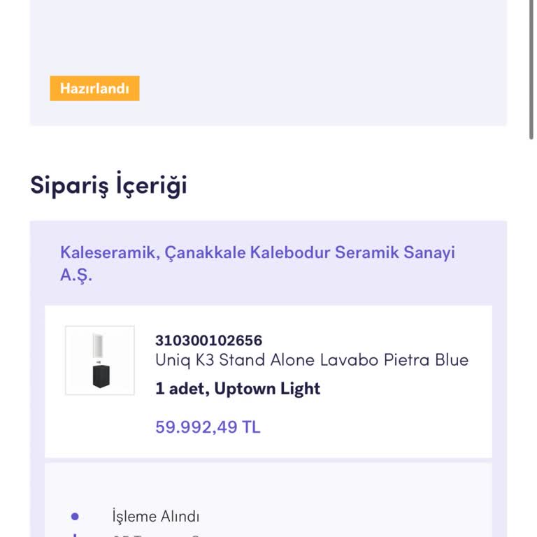 Kaleseramik Sipariş İptali Yapmıyor