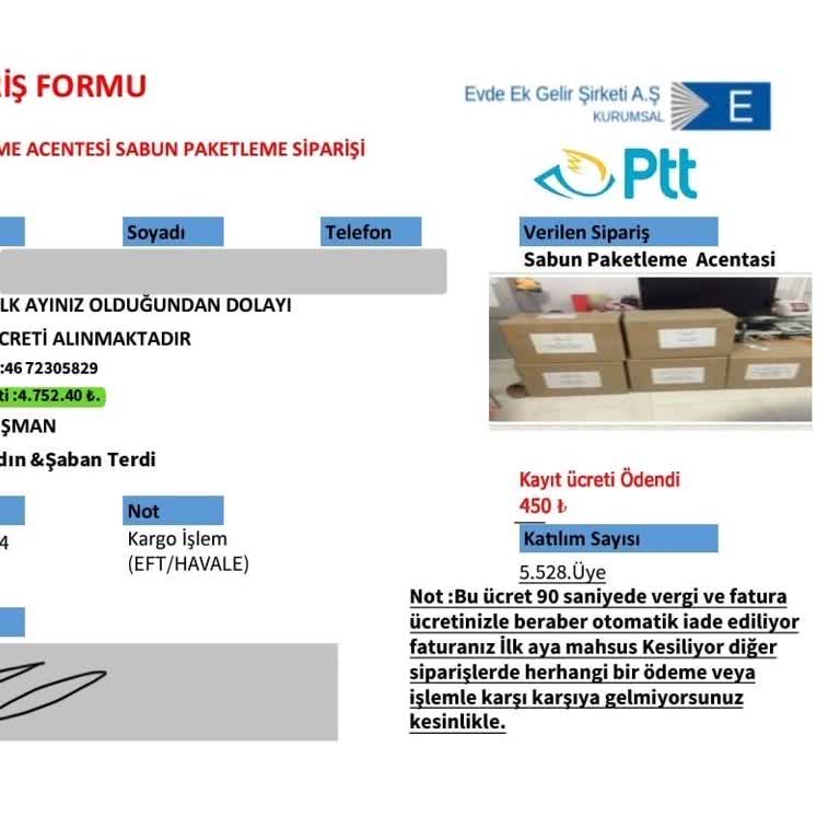 Evde Ekişi Paketleme Kaporamı İade Etmeyen Sabun Paketleme Firması Ve Kimlik Bilgilerimin Güvenliği