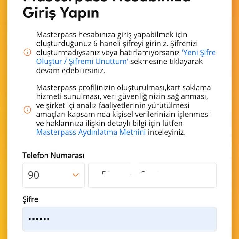 Masterpass Hesabına Erişim Sorunu