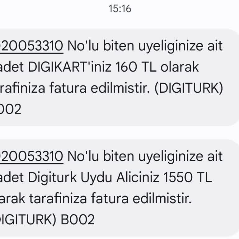 Üyelik Bitince Fatura Gönderen Digiturk
