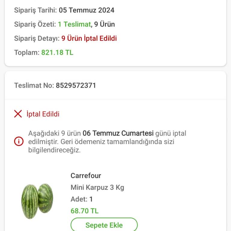 Carrefour SA Online Mağazasının Sipariş İptalleri Mağdur Ediyor